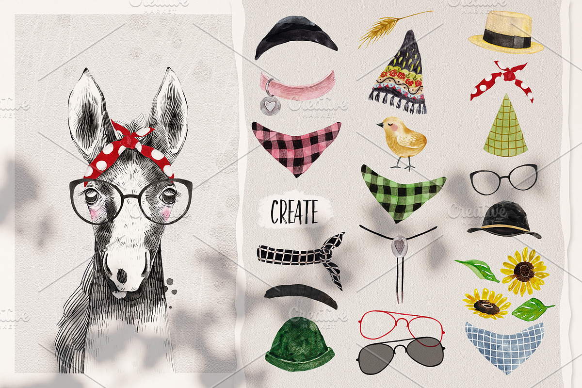 FARM BABIES watercolor set, an Animal Illustration by Natali Smolova (Photo 5 of 8)