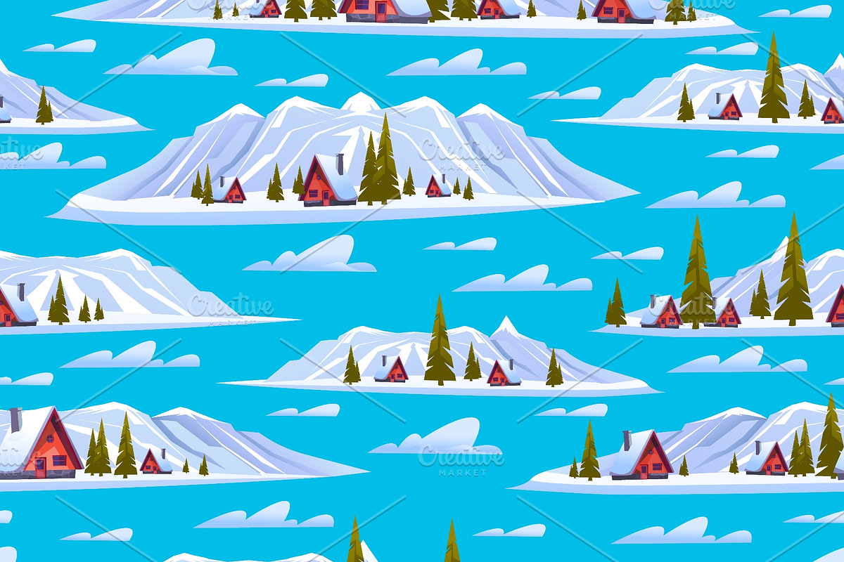 Rural houses in mountains among snow, an Object Illustration by Vectorbuum (Photo 3 of 3)