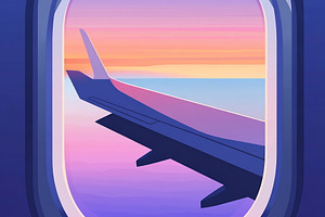 Stunning sunset from plane, a Photo by Beautiful things