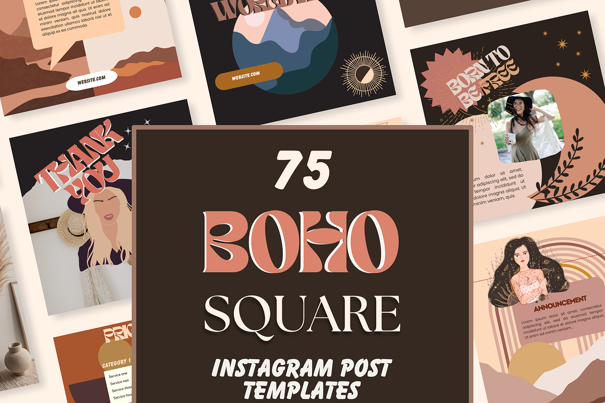 75 Boho Instagram Post Templates, a Social Media Template by The Lone Crowd (Photo 1 of 8)