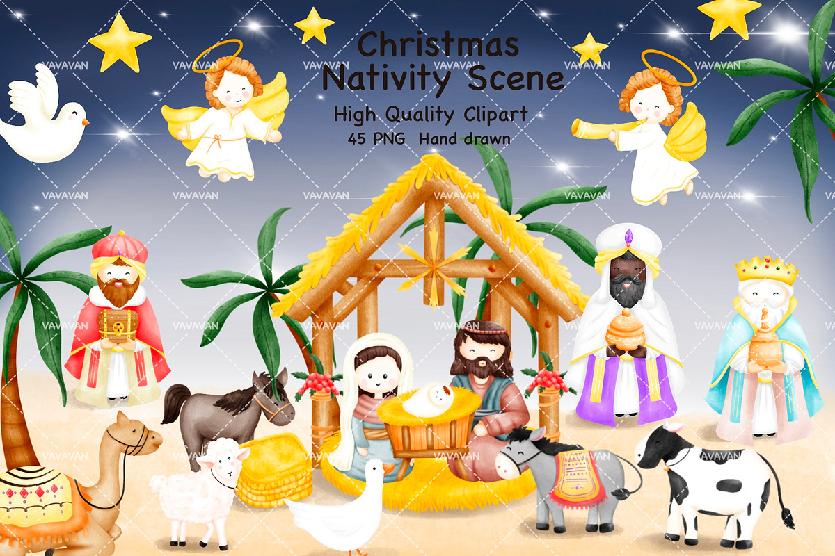 Christmas Nativity Scene Clipart, a Person Illustration by Vavavan Artwork (Photo 1 of 5)
