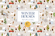 Christmas winter houses clipart, an Animal Illustration by LukaJreym (Thumbnail 1 of 15)