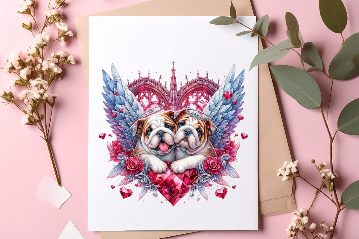 Stained Glass Valentine Fairy Dogs, an Illustration by SinaCreation (Photo 10 of 11)