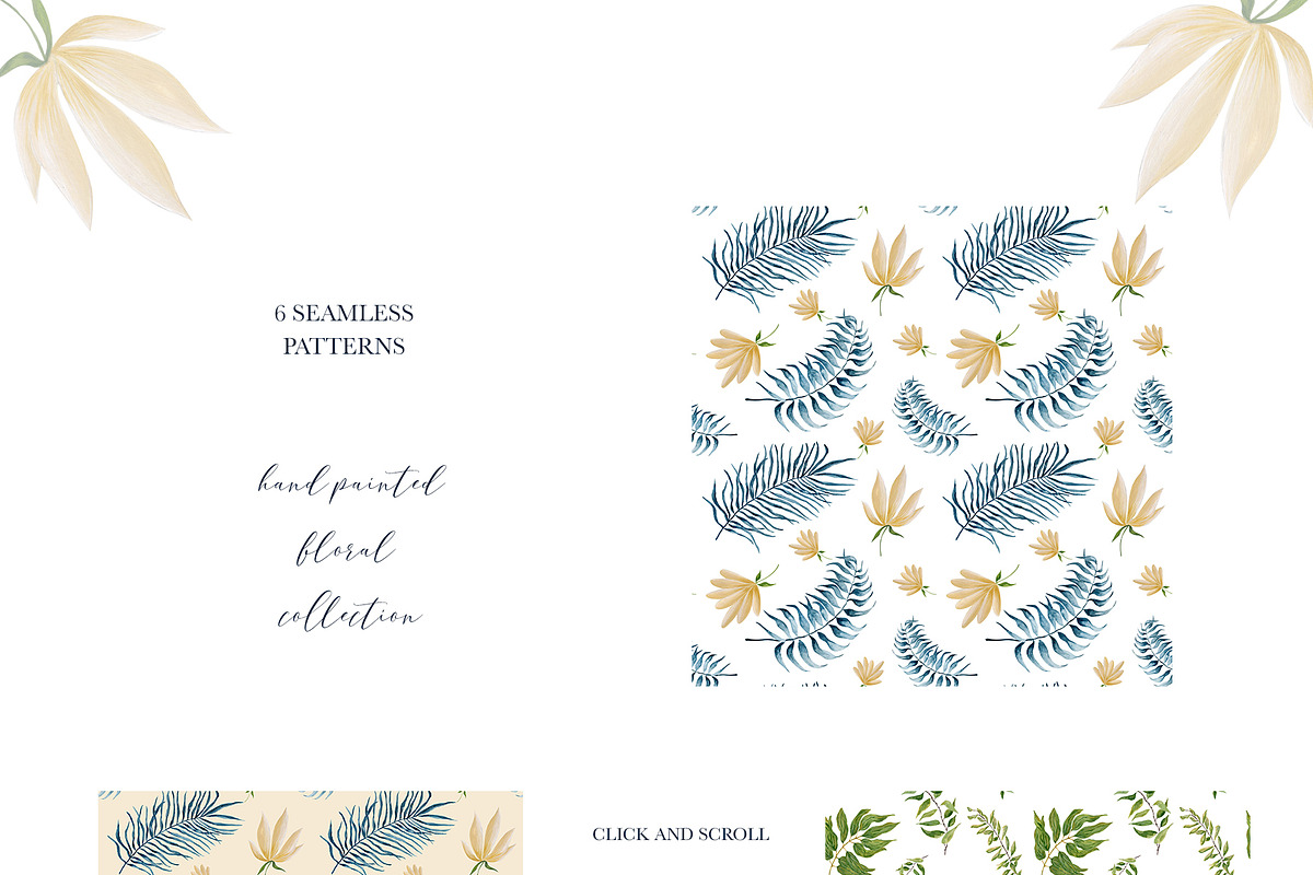 Pastel flowers - patterns and frames, an Illustration by SketchCliparts (Photo 4 of 7)