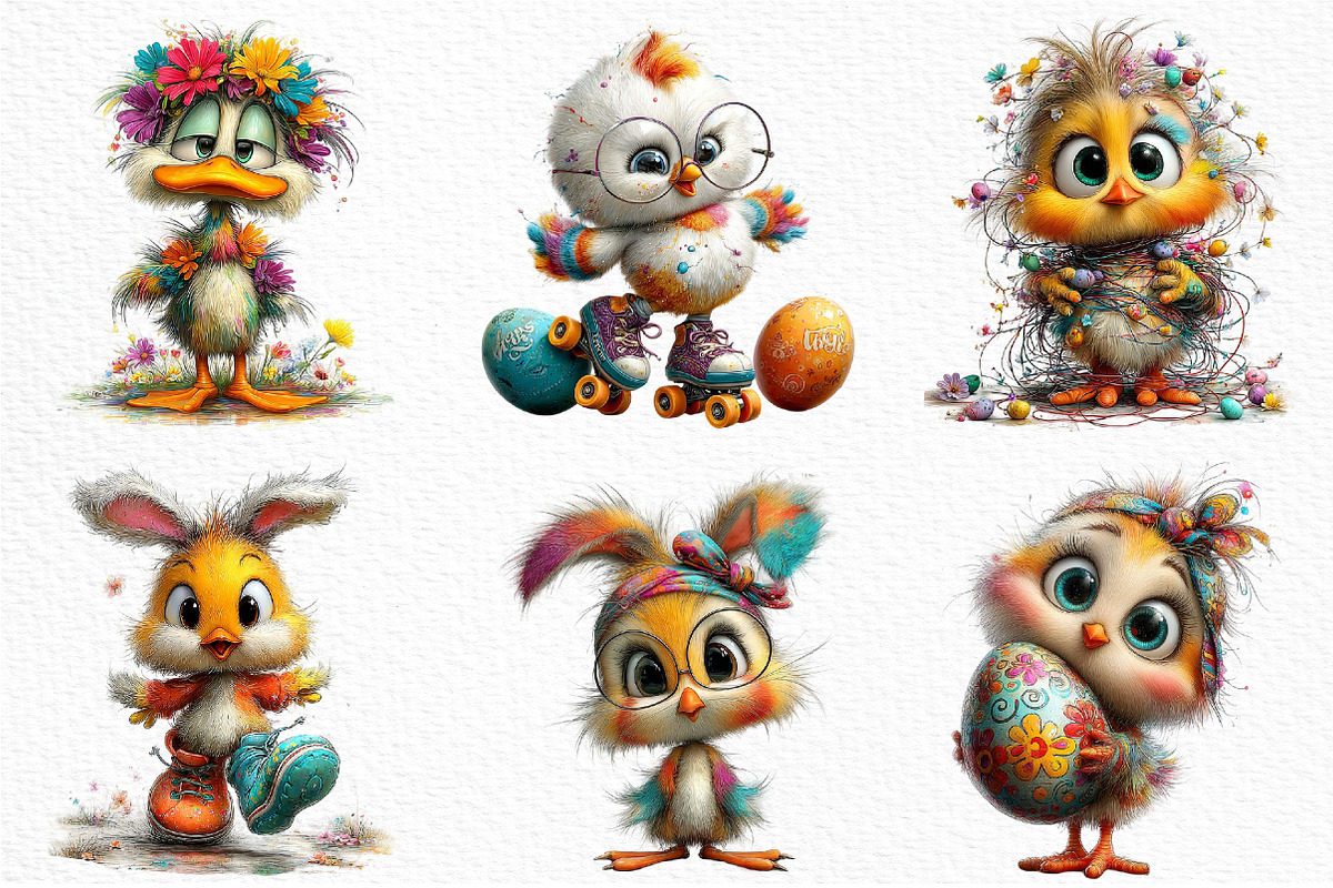 Whimsical Easter Funny Chick Clipart, an Illustration by Craft Nest (Photo 3 of 11)