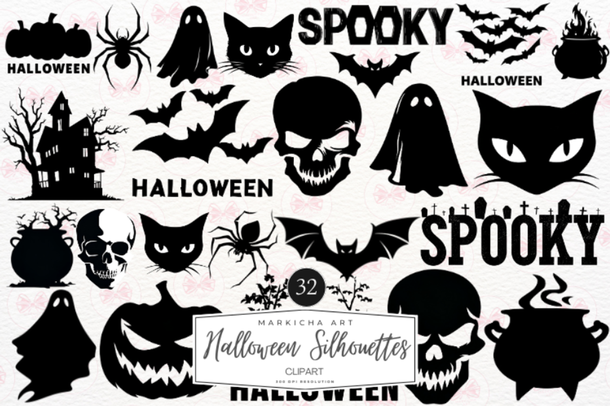 Halloween Silhouettes Clipart, a Graphic by Markicha Art (Photo 1 of 6)