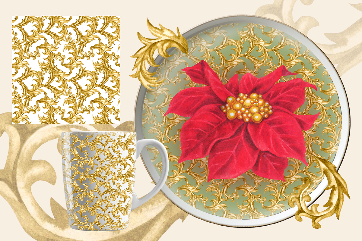 Red Poinsettia, Christmas watercolor, an Illustration by EL_SUHOVA (Photo 13 of 18)