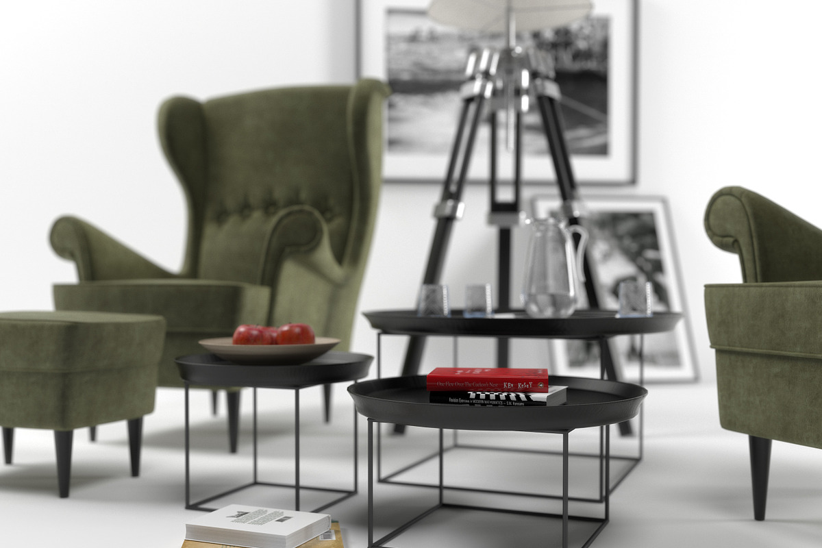 Strandmon wing chairs furniture set, a Furniture 3D Model by inDahouze (Photo 6 of 8)