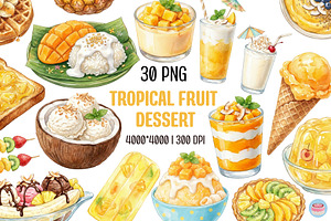 Tropical Dessert 30 Clipart Set