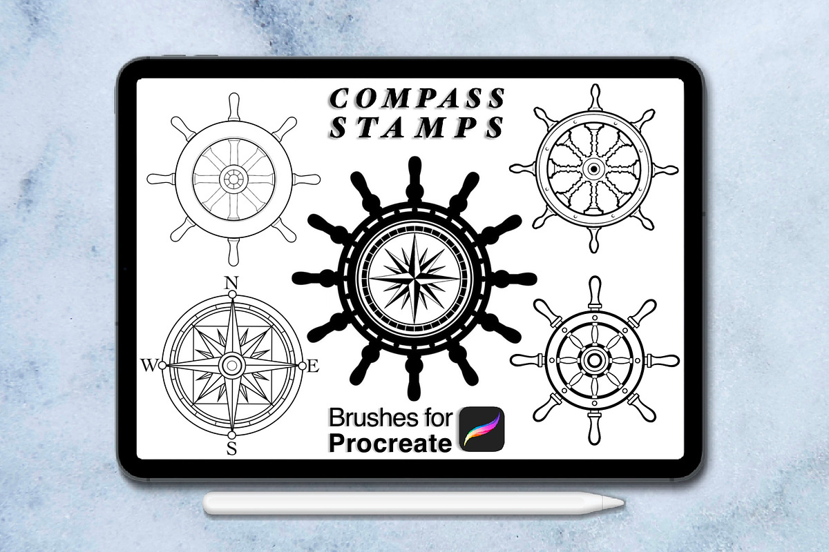 120 compass tattoo-style procreate, a Brush Add-On by Arts For Peace (Photo 7 of 9)