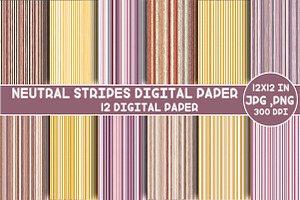Neutral Stripes Digital Paper, a Pattern Graphic by Designking