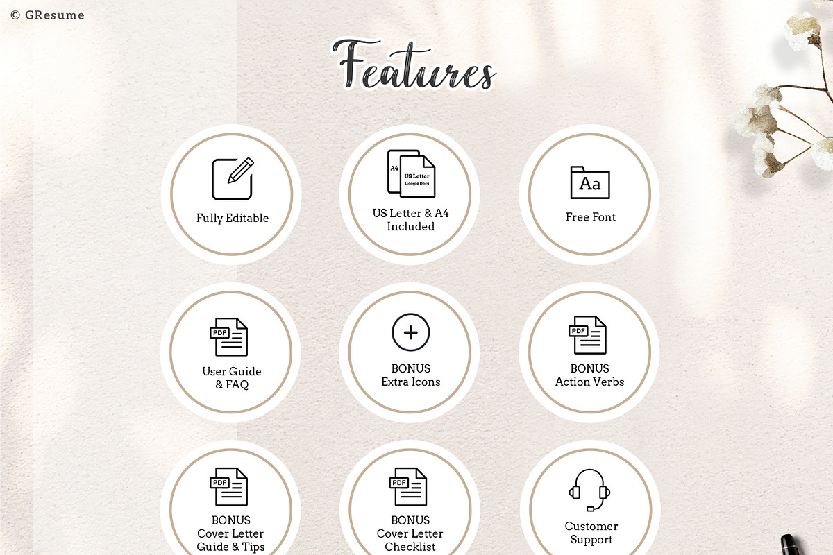 Professional Resume CV Template DOCX, a Resume Template by GResume (Photo 10 of 10)