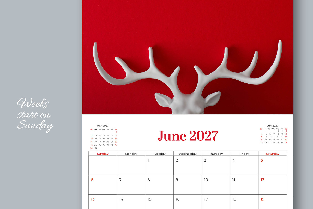 2027 Landscape Calendar Template, a Stationery Template by R-studio (Photo 3 of 8)