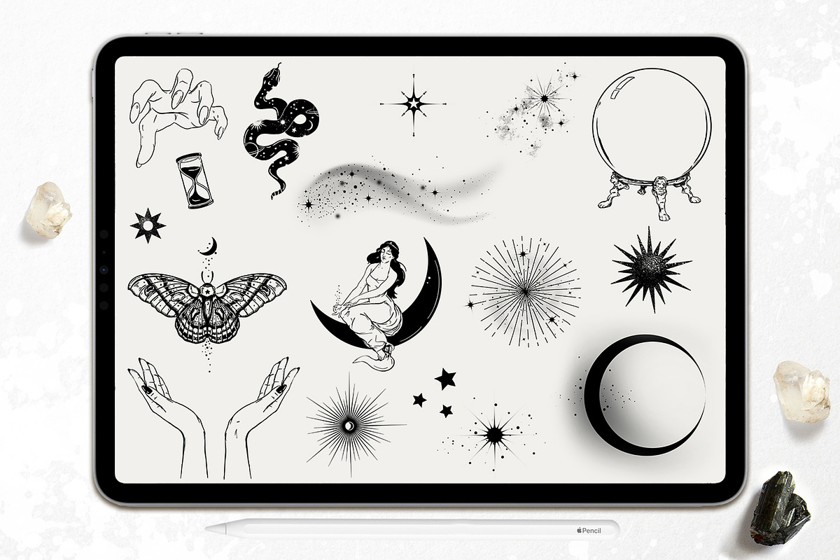 PROCREATE Esoteric Stamps & Brushes, a Brush Add-On by PixelJungle (Photo 3 of 6)