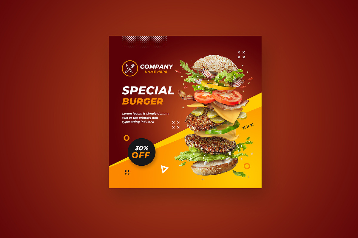 Burger Social Media Post Banner, a Social Media Template by mijli (Photo 2 of 2)