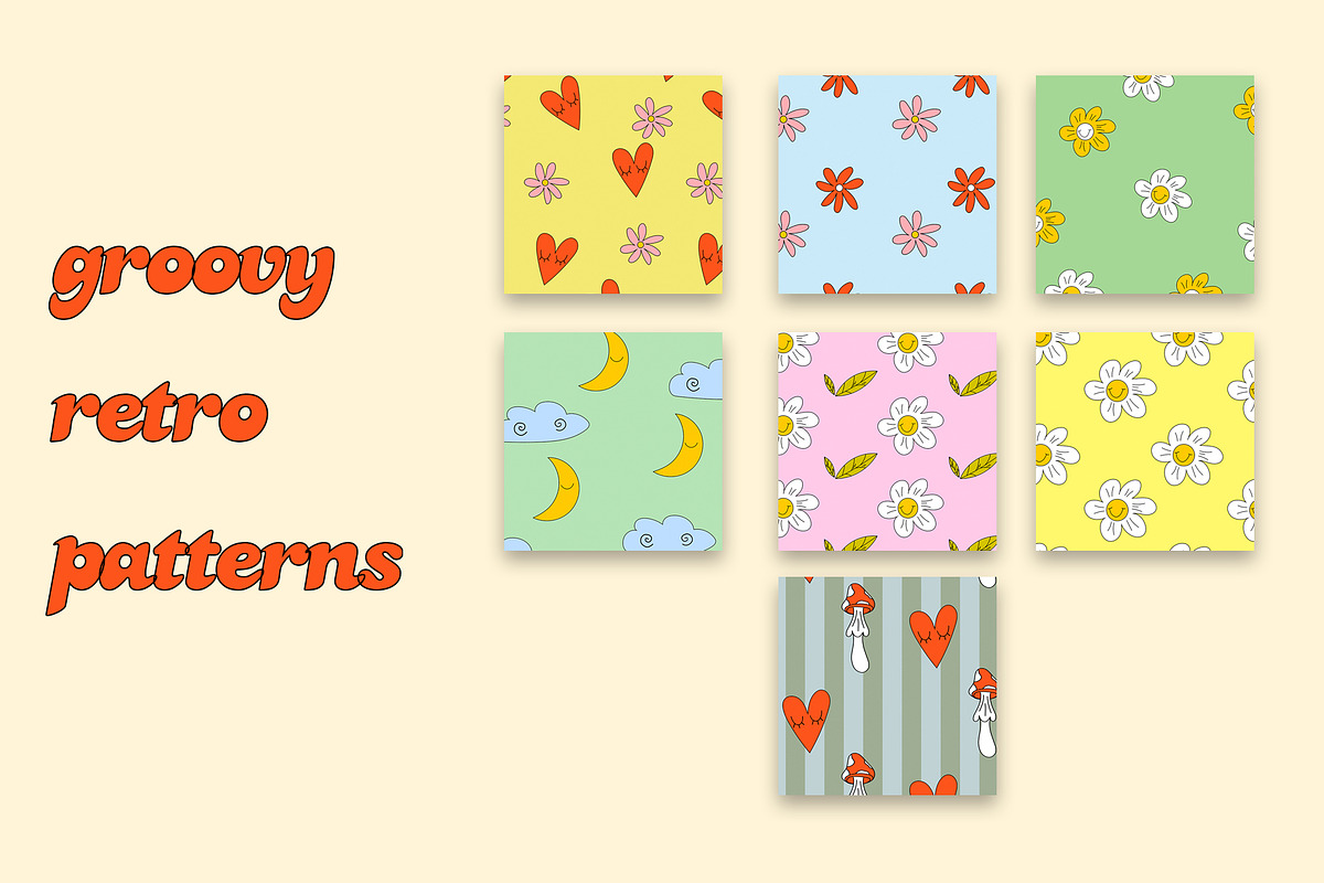 Groovy retro set 70s, 80s, 90s, a Pattern Graphic by Le.nart (Photo 2 of 8)