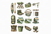 Watercolor Fishing Clipart, an Illustration by Libby Wishes (Thumbnail 2 of 5)