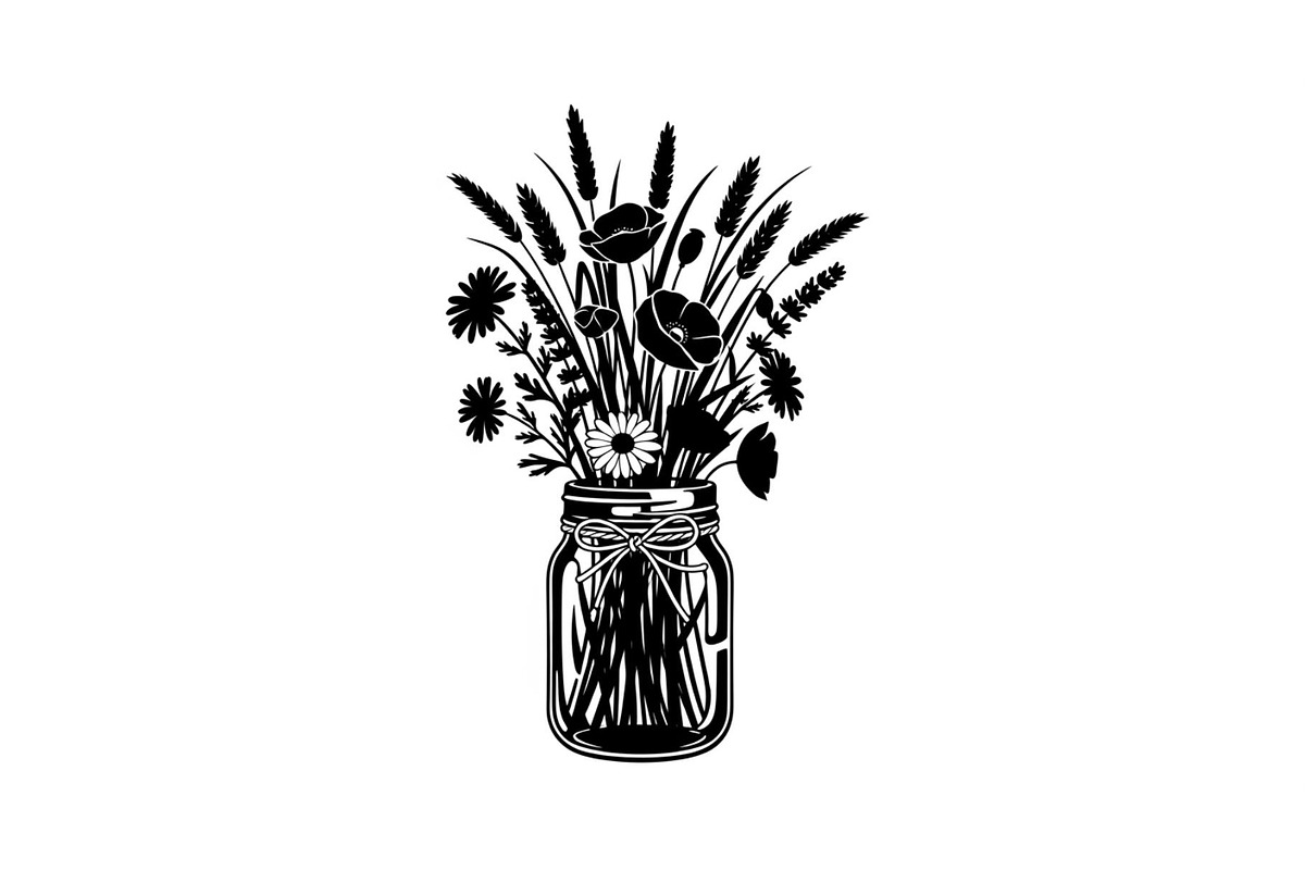 Wildflower Mason Jar SVG Bundle, an Illustration by Designs_River (Photo 17 of 31)