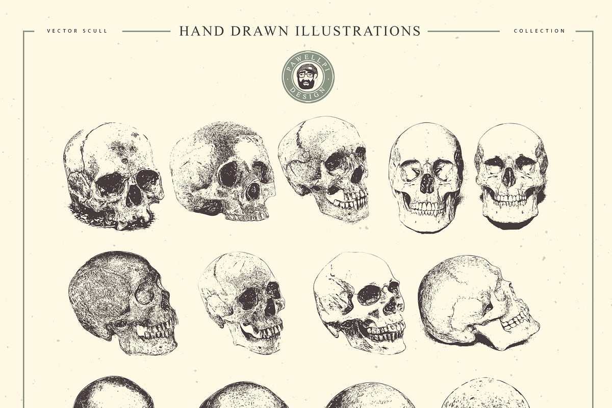 VECTOR SKULL HAND DRAWN BUNDLE 24, an Illustration by pawellpi (Photo 4 of 4)