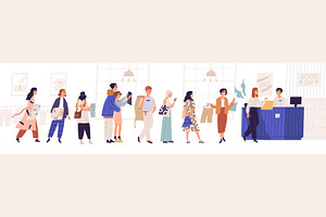 People in queue at clothing store, a Person Illustration by Good Studio