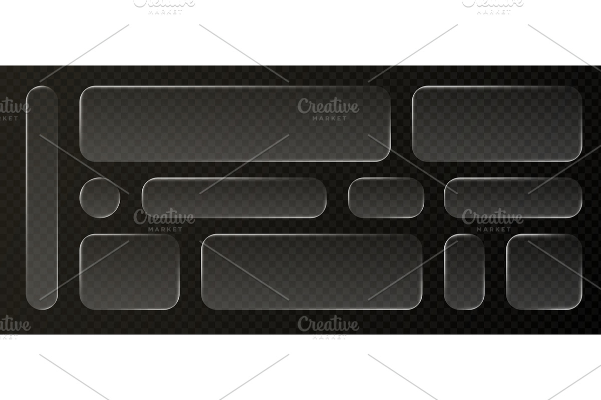 Liquid glass frames and buttons set, an Illustration by art PVP - market