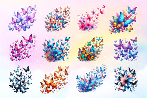 Butterflies Flying Together Clipart