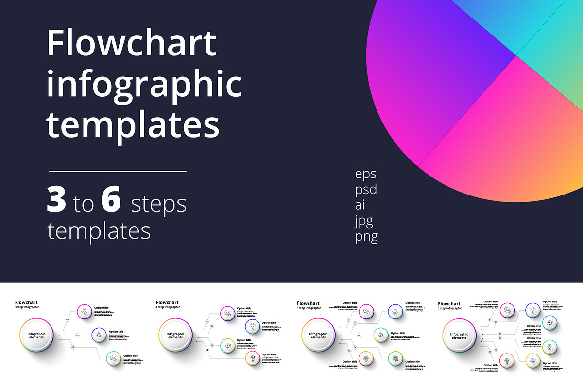 3-6 step circular infographics, an Illustration by Grafvish (Photo 1 of 2)