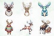 Quirky Reindeer Funny Moose Clipart, an Illustration by Creative Art (Thumbnail 4 of 9)