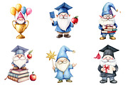 Graduation Cute Gnome Clipart, a Seasonal Illustration by DreamArtGraphic (Thumbnail 4 of 4)