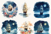 Watercolor Dream Ships Clipart, a Transportation Illustration by Design Scotch (Thumbnail 4 of 8)