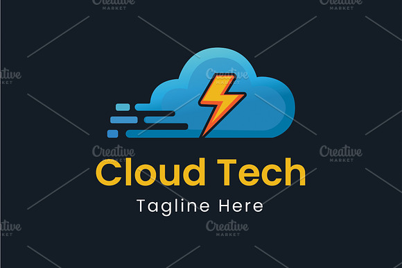 Modern Cloud Tech Logo Template preview 2