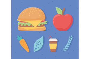 food healthy and unhealthy, an Object Illustration by studiogstock