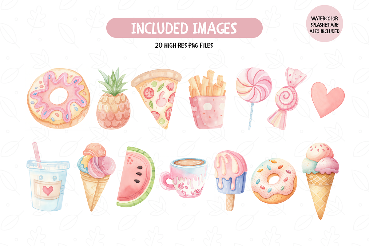 Watercolor Pastel Food Clipart, an Illustration by TatiMockup (Photo 2 of 5)