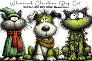 Whimsical Christmas Dog Cat Clipart, an Animal Illustration by Black Bird Studio (Thumbnail 1 of 6)