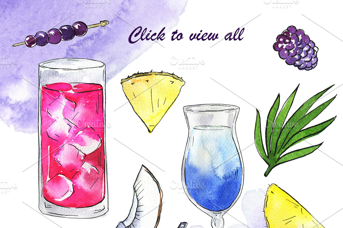Summer cocktail sketches, a Food Illustration by Watercolor & sketches (Photo 2 of 5)