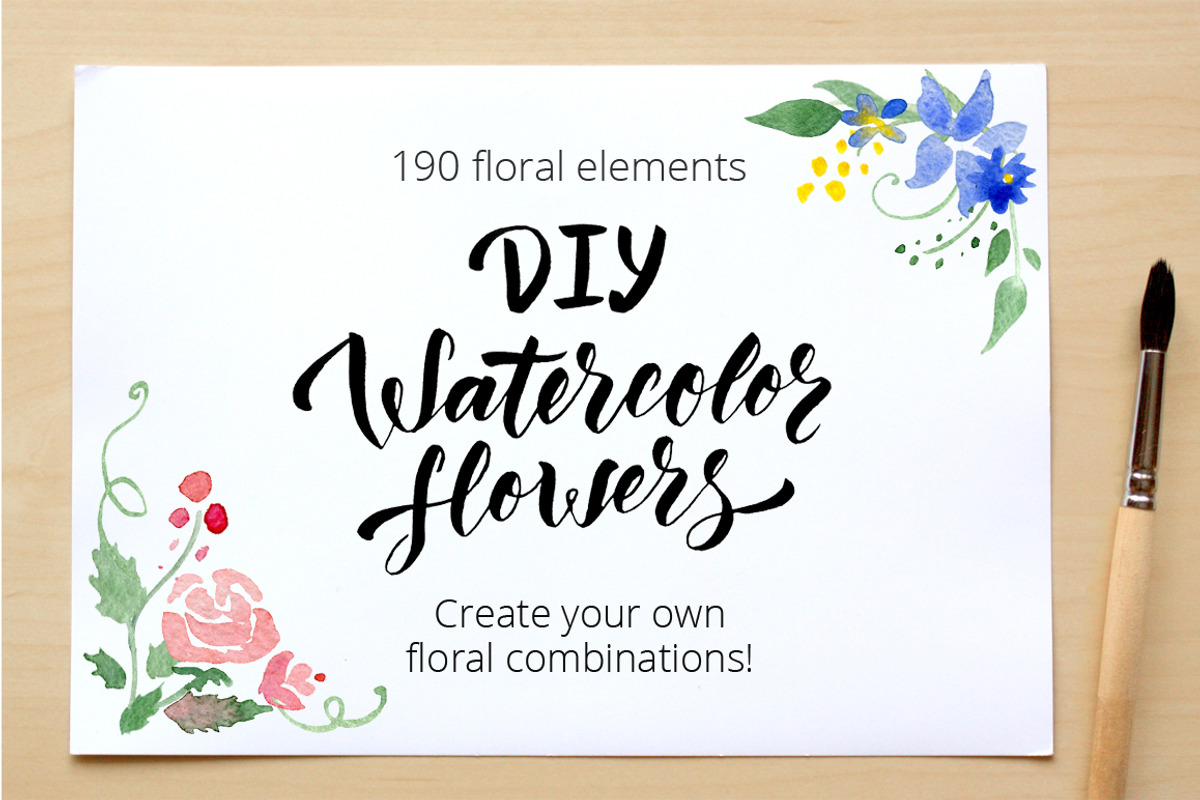 DIY Watercolor flowers. 190 elements, a Decorative Illustration by Olga Proz (Photo 2 of 5)