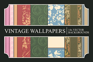 14 Vector Vintage Wallpapers, a Background Graphic by UoaHH