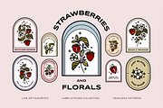 Vintage Strawberry & Floral Logo, an Object Graphic by Artflorara (Thumbnail 2 of 13)