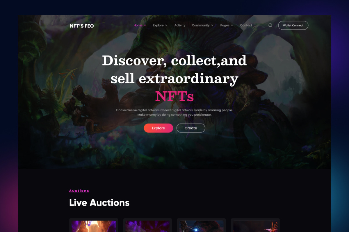 NFT’SFeo - Marketplace Website Templ, an UI Kit Template by ArtGalaxy (Photo 3 of 5)