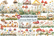 Summer Mushrooms Border Clipart, an Illustration by Rose Art (Thumbnail 1 of 7)