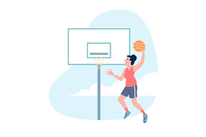Girl basketball player. Female in, a Sport Illustration by LadadikArt