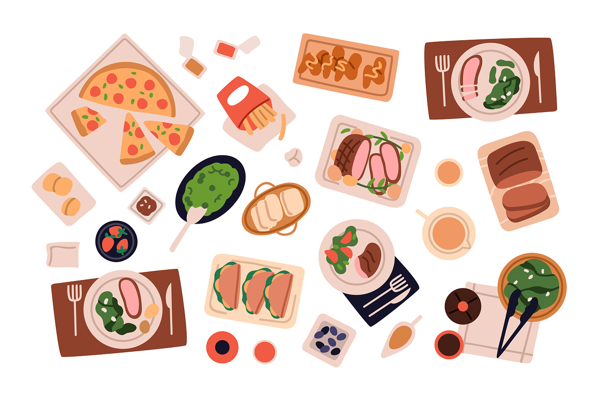Food & dishes, top view set, a Food Illustration by Good Studio (Photo 3 of 3)