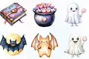 Watercolor Cute Spooky Clipart, an Illustration by CraftArtStudio (Thumbnail 3 of 6)
