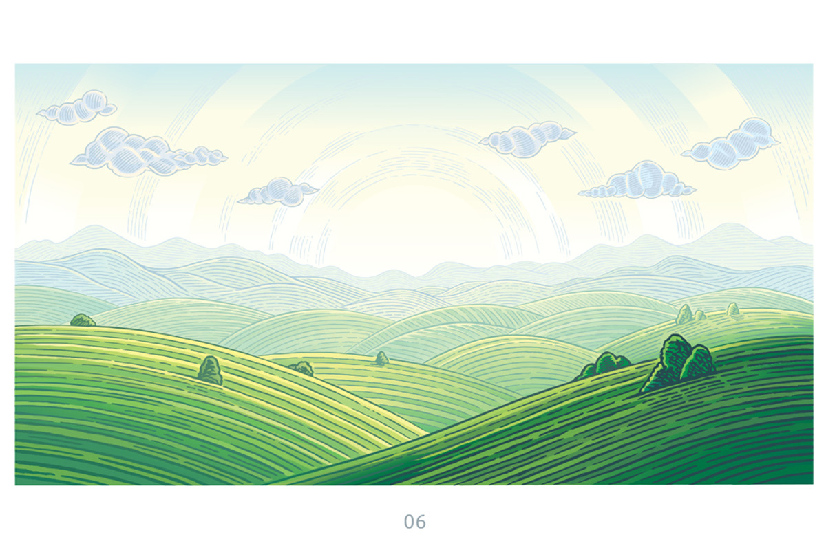 Landscape with green hills and mount, a Seasonal Illustration by Countryside life (Photo 9 of 9)