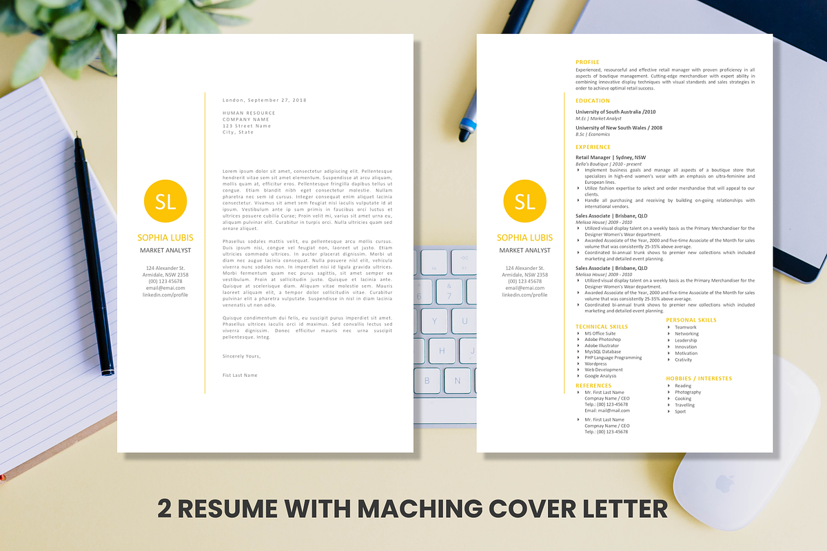 Simple Resume / CV / Cover Letter, a Resume Template by Vowly Std