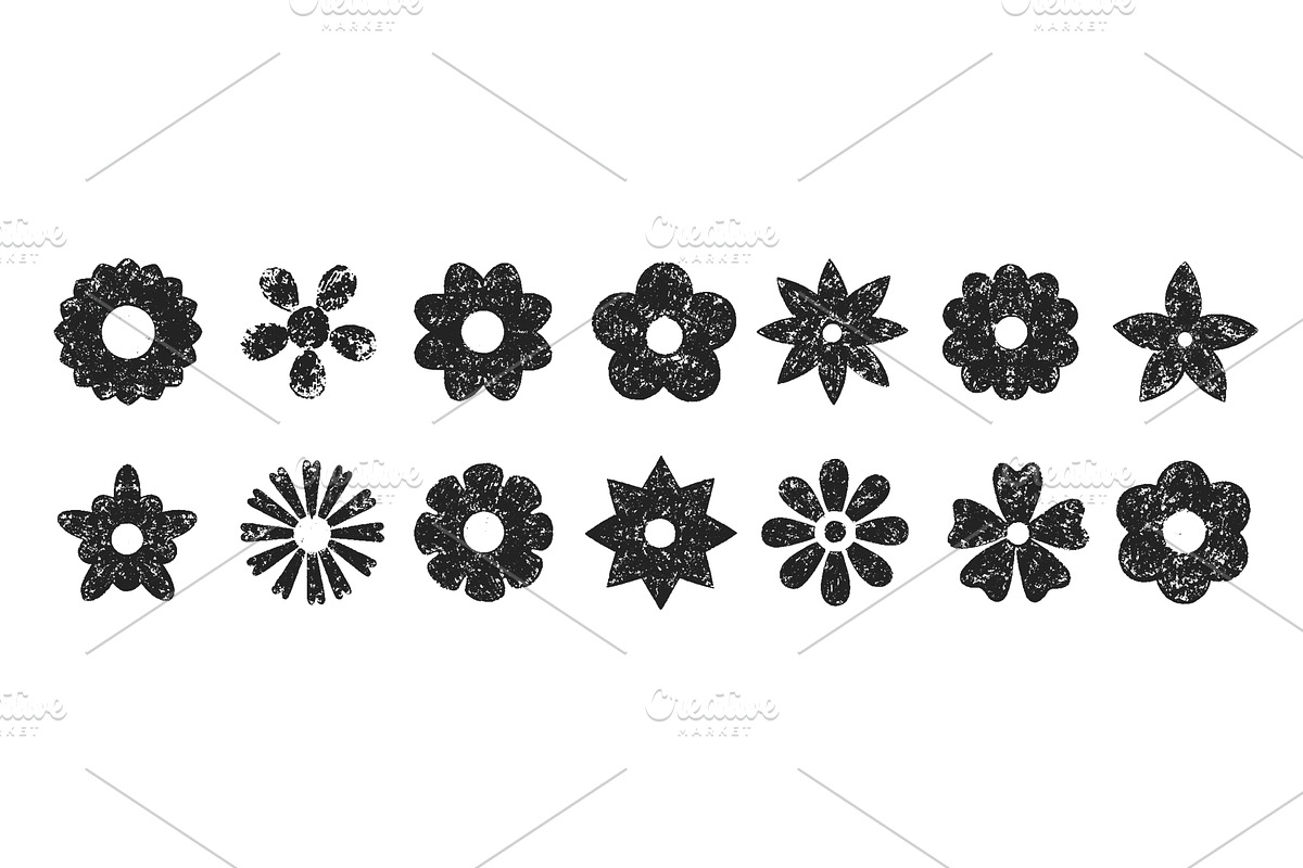 Grunge black flowers. Isolated hand, an Object Illustration by Valerie Bodnar