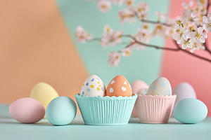 Colorful painted easter eggs, a Photo by AlyaAnd