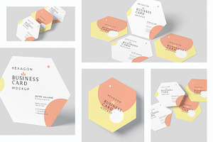 Hexagon Business Cards Mockups