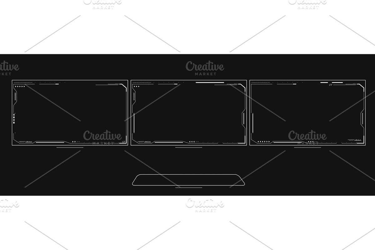 Multi monitor VR setup overlay, a Technology Illustration by SkyVectors