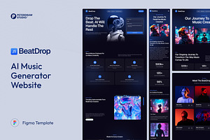 AI Music Generator Website UI Figma, an UI Kit Template by peterdraw